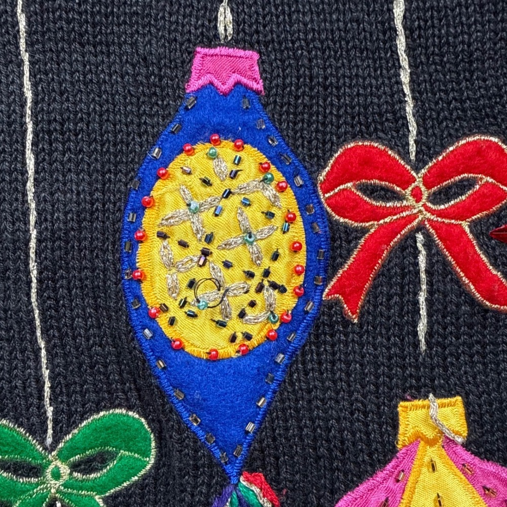 Vintage Bobby Brooks Christmas Sweater Vest Womens L Beaded 90s - Picture 4 of 8